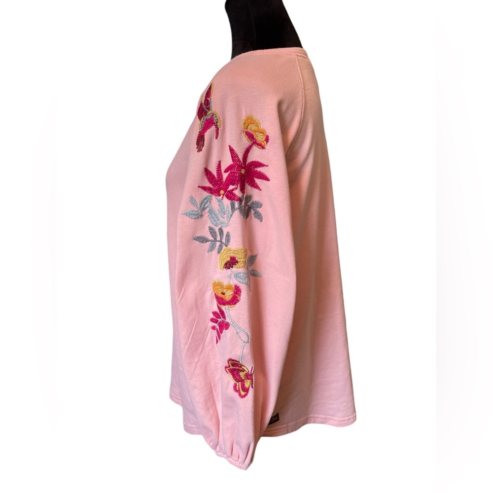 Matilda Jane Blushing Boho Whimsical Embroidered Floral Hummingbird Sweatshirt - Picture 5 of 7